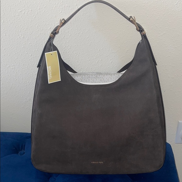 NWT Michael Kors Brown Nolita Leather Hobo Bag Large - Picture 7 of 16
